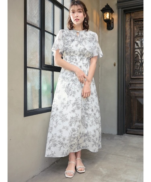 LUDIC PARK（ルディックパーク） ワンピース 花柄シフォンケープ
