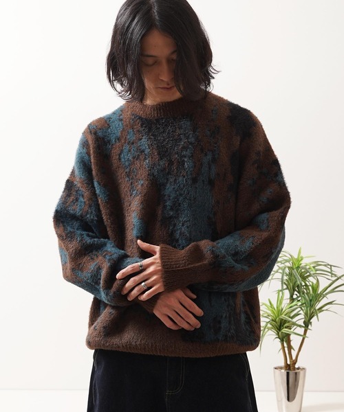 セーター ニット アブストラクト柄 シャギーニット / Abstract Pattern