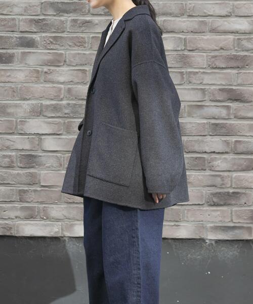 かぐれ コート アウター ウールテーラードショートコート レディース