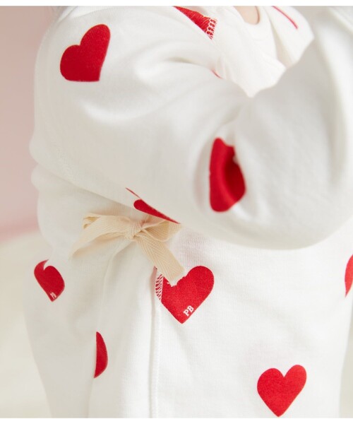 PETIT BATEAU（プチバトー） ベビー服 ロンパース ハートプリント3点