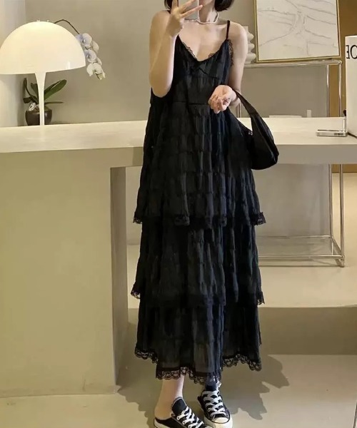 Sibra（シブラ） ワンピース フリルティアードキャミワンピース