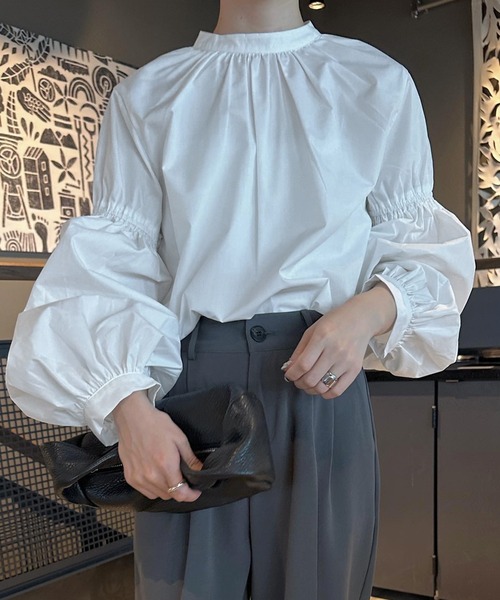 ブラウス シャツ ボリュームギャザースリーブブラウス レディース