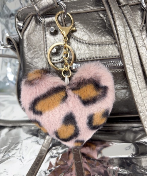 MASHIRO キーホルダー レオパードモチーフカラーエコファーバッグ