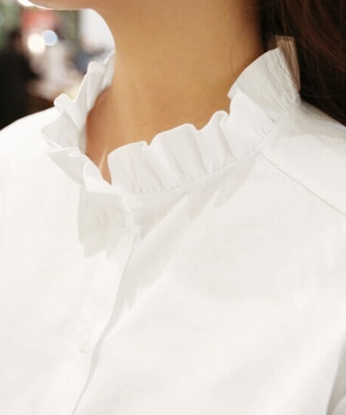 ブラウス シャツ フリルネックシャツ レディース : ZOZOTOWN Yahoo!店