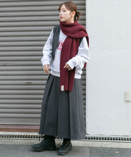 KBF（ケービーエフ） マフラー ストール タブ付きリブニットマフラー