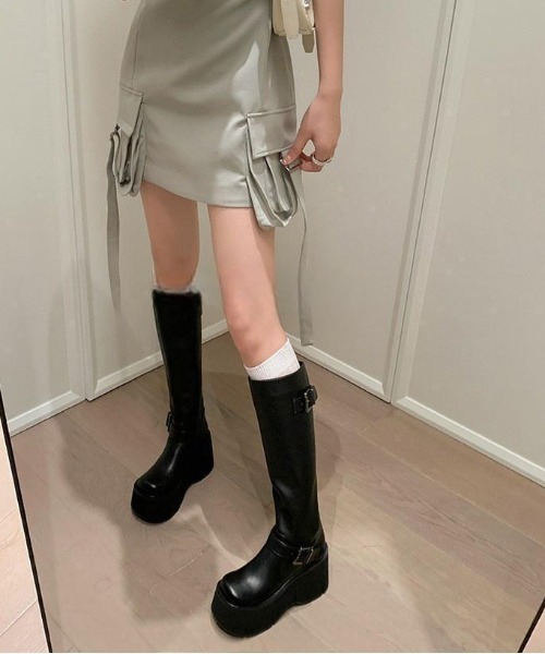 gossip!ロサンゼルス ブーツ Y2K プラットフォームロングブーツ