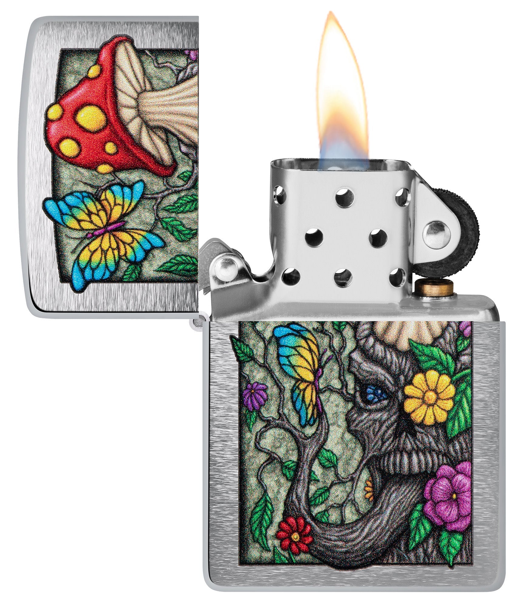 Zippo Freaky Nature Design Brushed Chrome Windproof Lighter