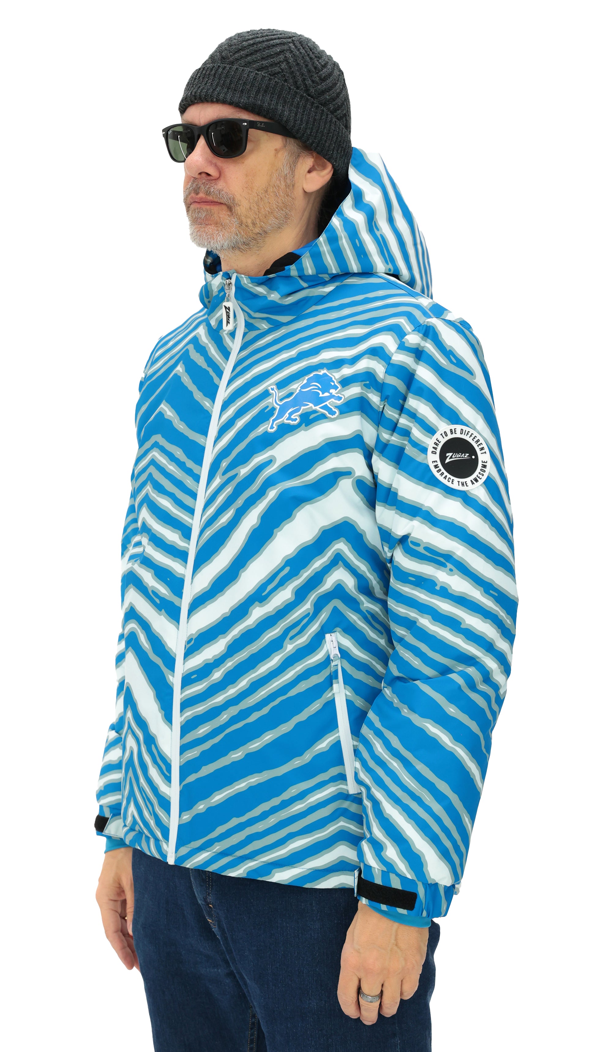 Zubaz NFL Adult Unisex Zebra Team Color Bleacher Blazer Snow Jacket, D