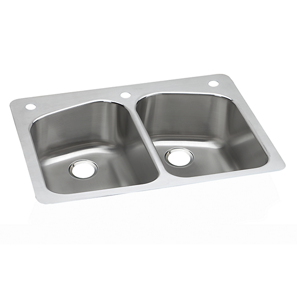 Dayton Stainless Steel 33 x 22 x 8 Equal Double Bowl Dual Mount
