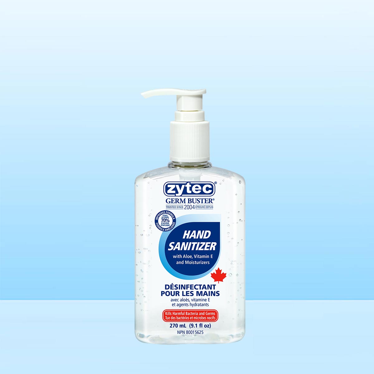 Gel Hand Sanitizer 70% - 270 ml - Zytec Germ Buster