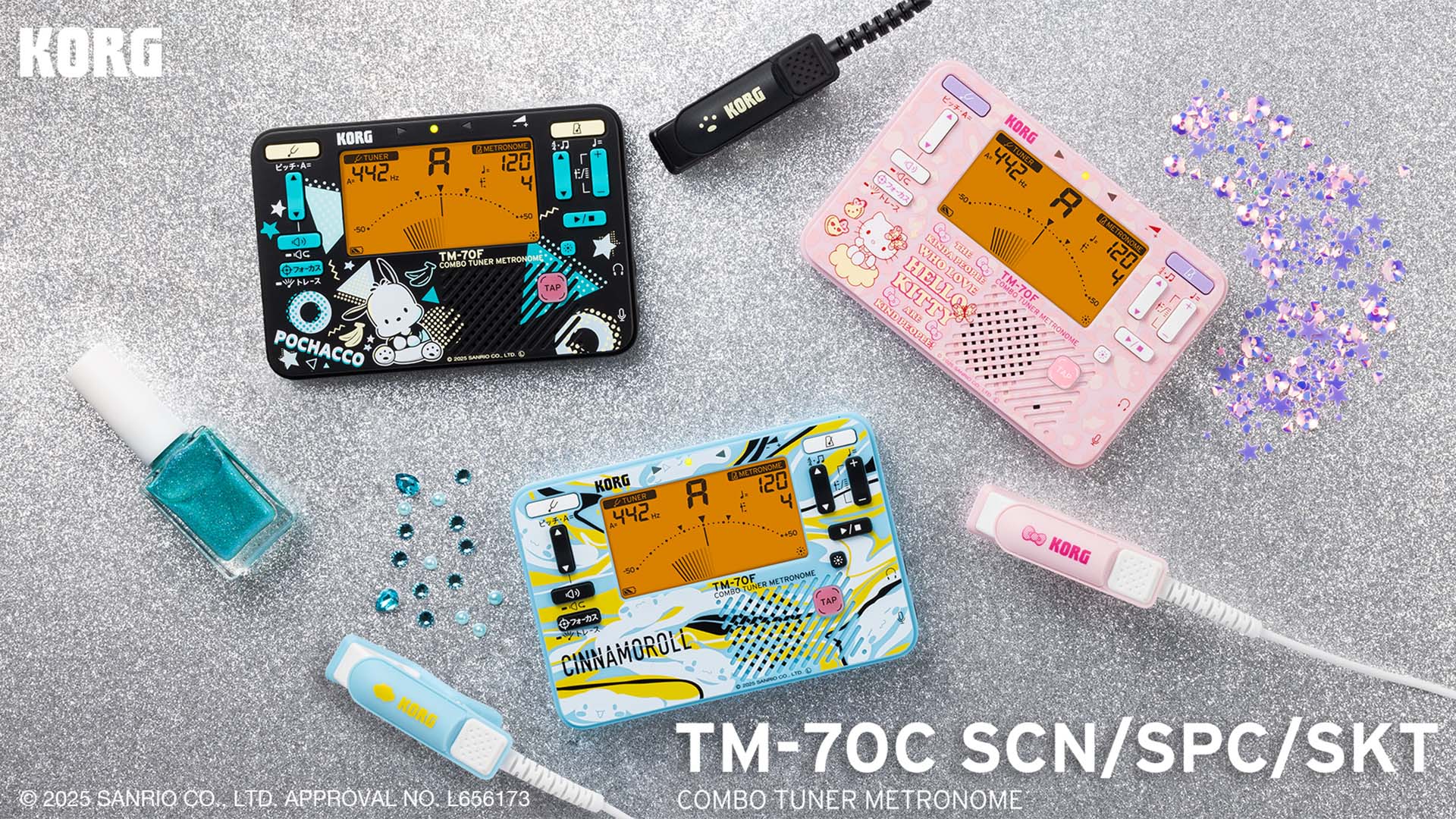 サンリオ・キャラクターとコルグのチューナー&マイク・セット“TM-70C