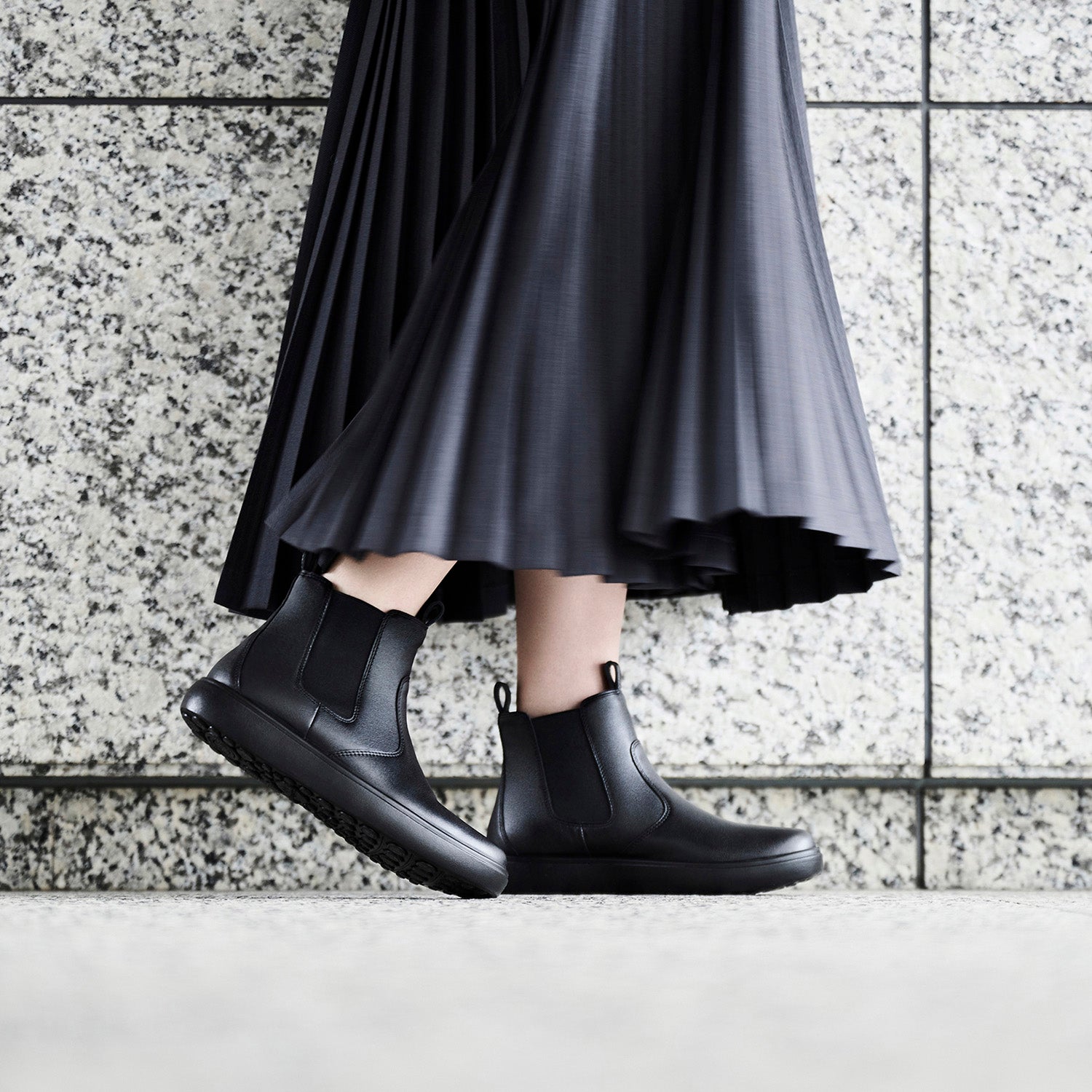 アキレス・ソルボ N 516 黒｜ミニマル レザーサイドゴアブーツ