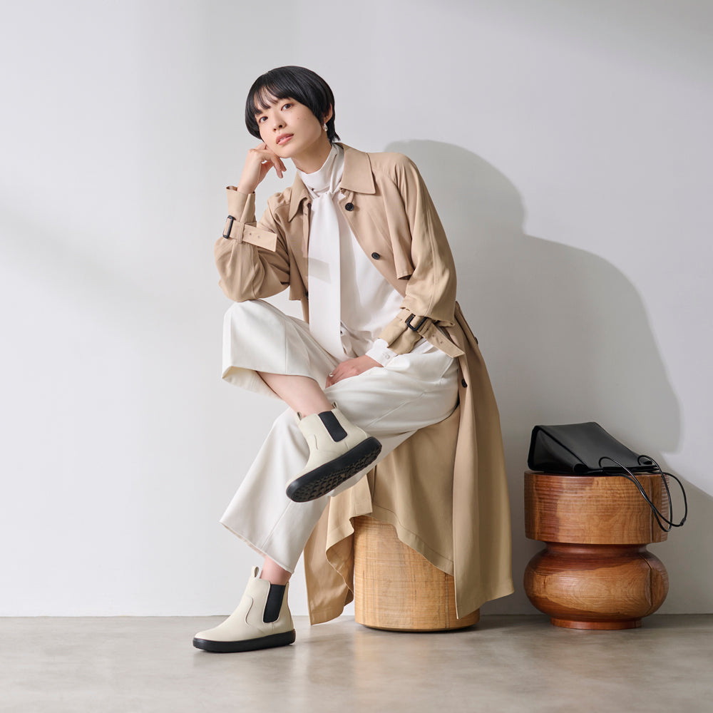 アキレス・ソルボ N 516 オフホワイト｜ミニマル レザーサイドゴアブーツ