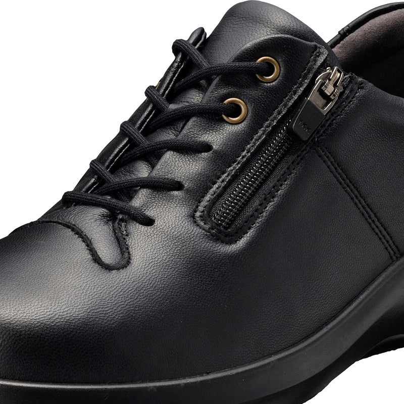 アキレス・ソルボ C 556 黒｜やわらか羊革 4Eファスナー付きシューズ｜撥水
