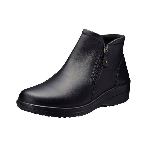 アキレス・ソルボ C 570 黒｜牛革4Eショートブーツ｜撥水