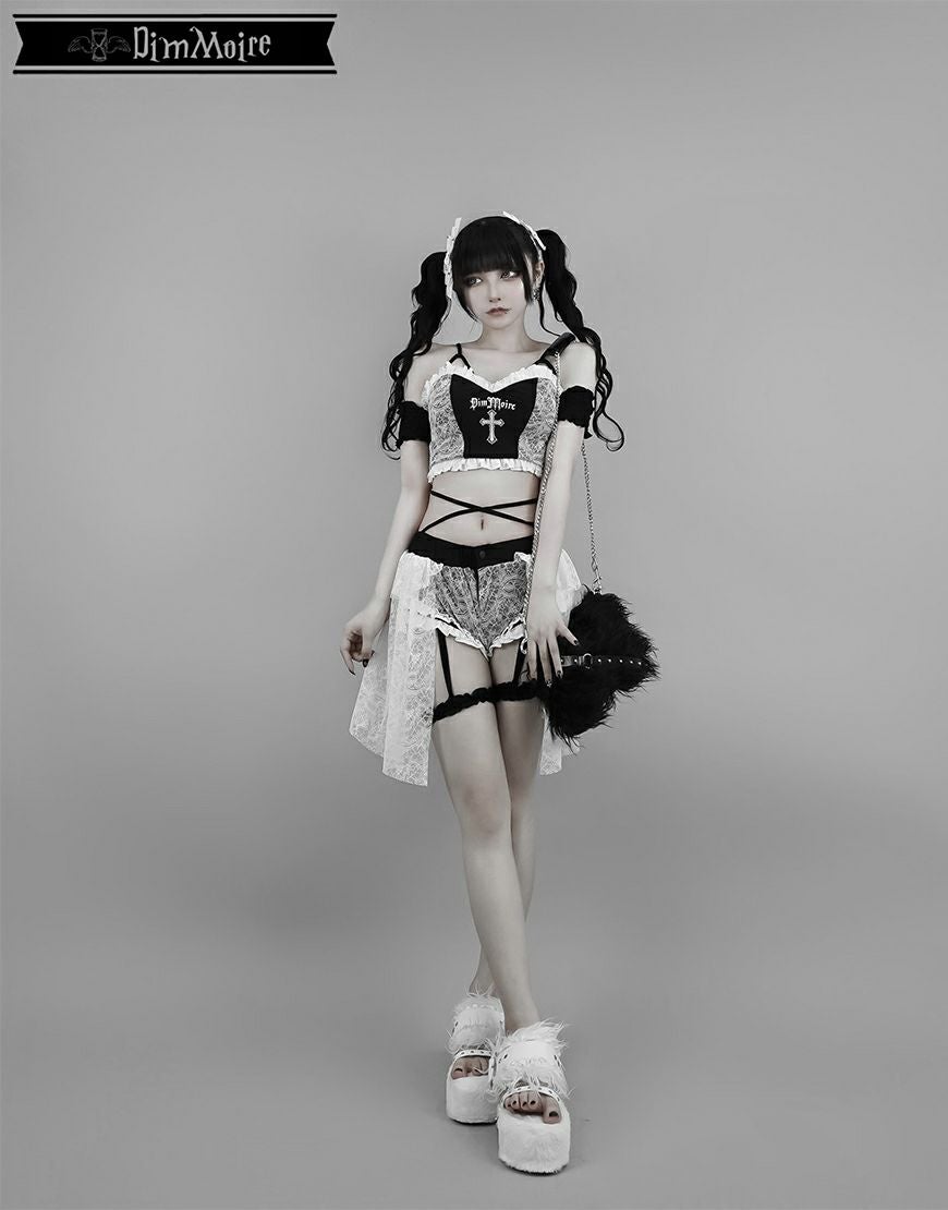 DimMoire【ディムモアール】ファー×スタッズサンダル/White