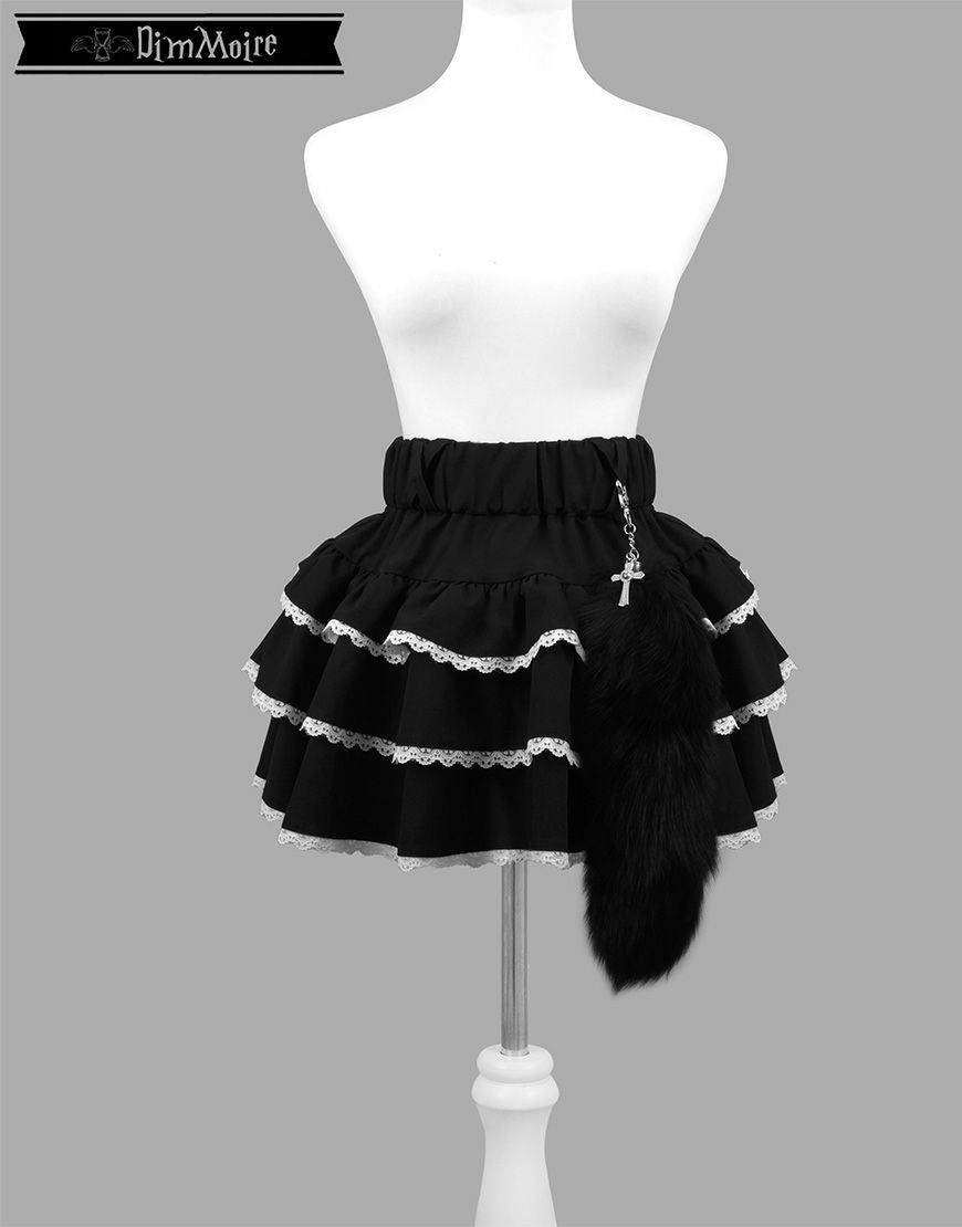 DimMoire【ディムモアール】チャーム付きフリルミニスカート/Black