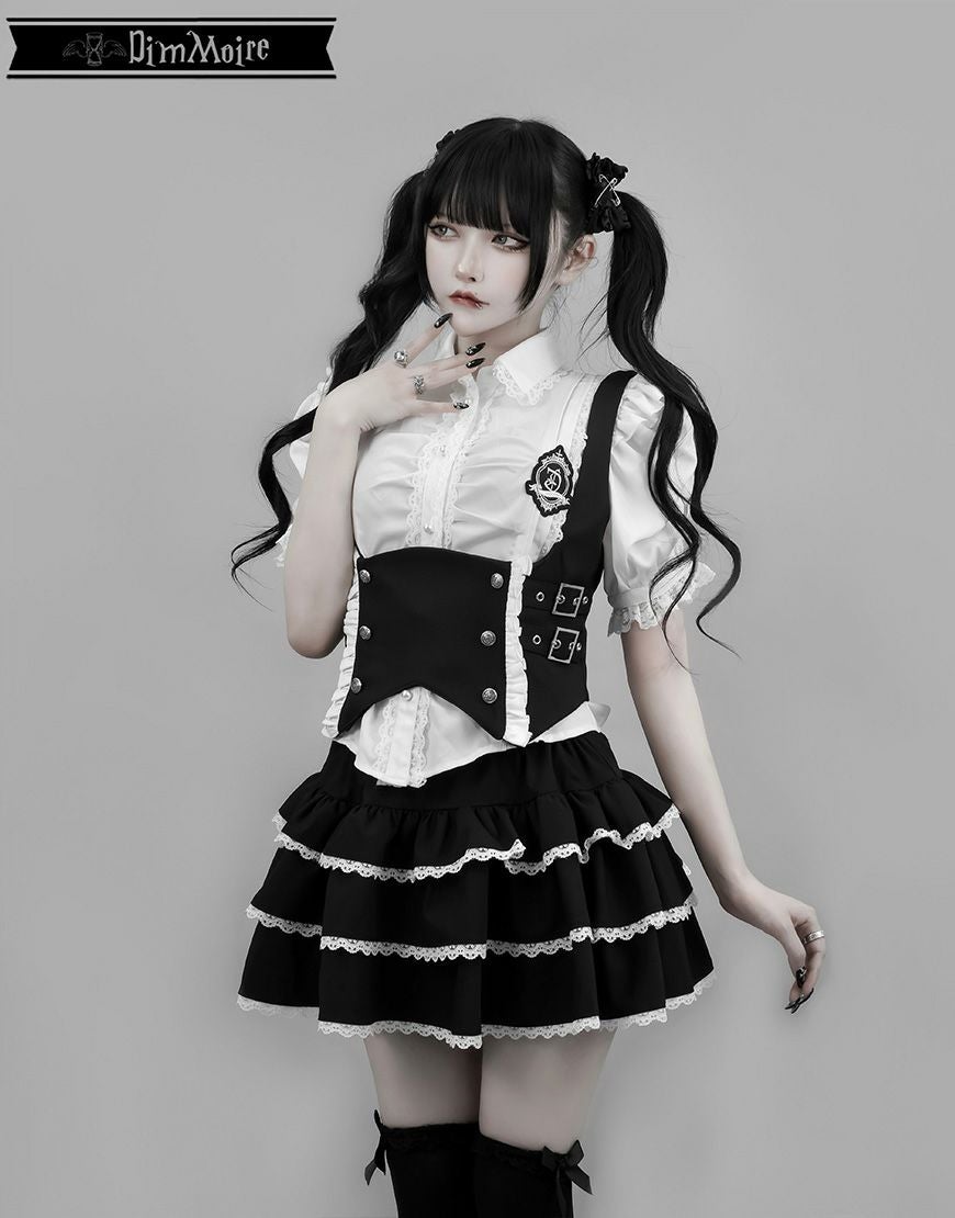 DimMoire【ディムモアール】DimMoire学園ブラウス+ジレset/White×Black