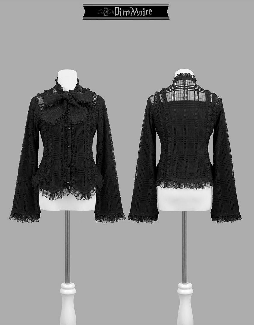 DimMoire【ディムモアール】おすましレース襟トップス/Black