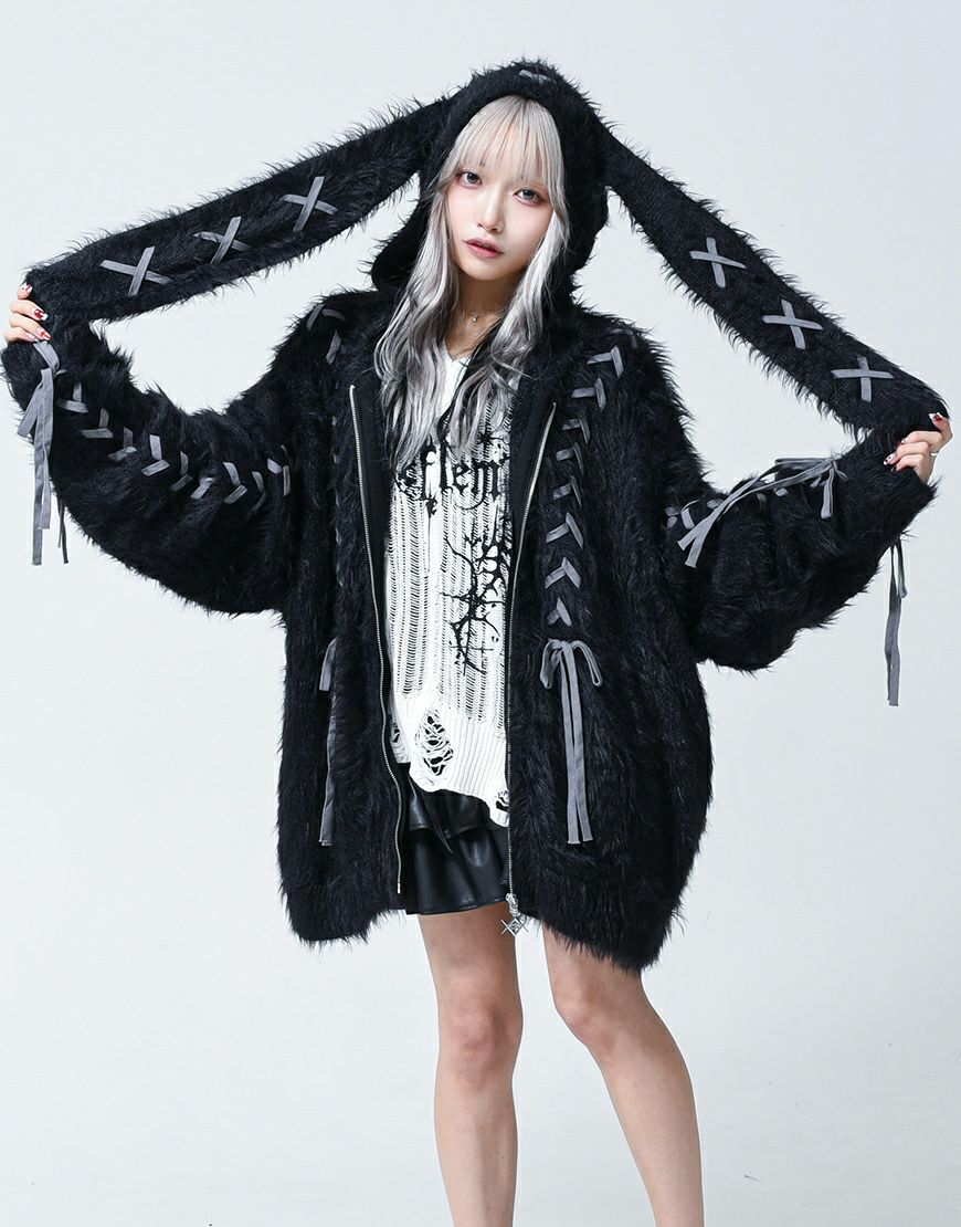 REFLEM【レフレム】スプレーダメージクロップリブニット/全2色