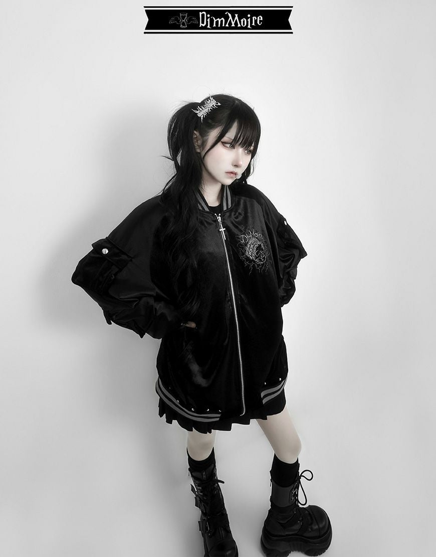 DimMoire【ディムモアール】Messy Bonesベロアスカジャン/Black