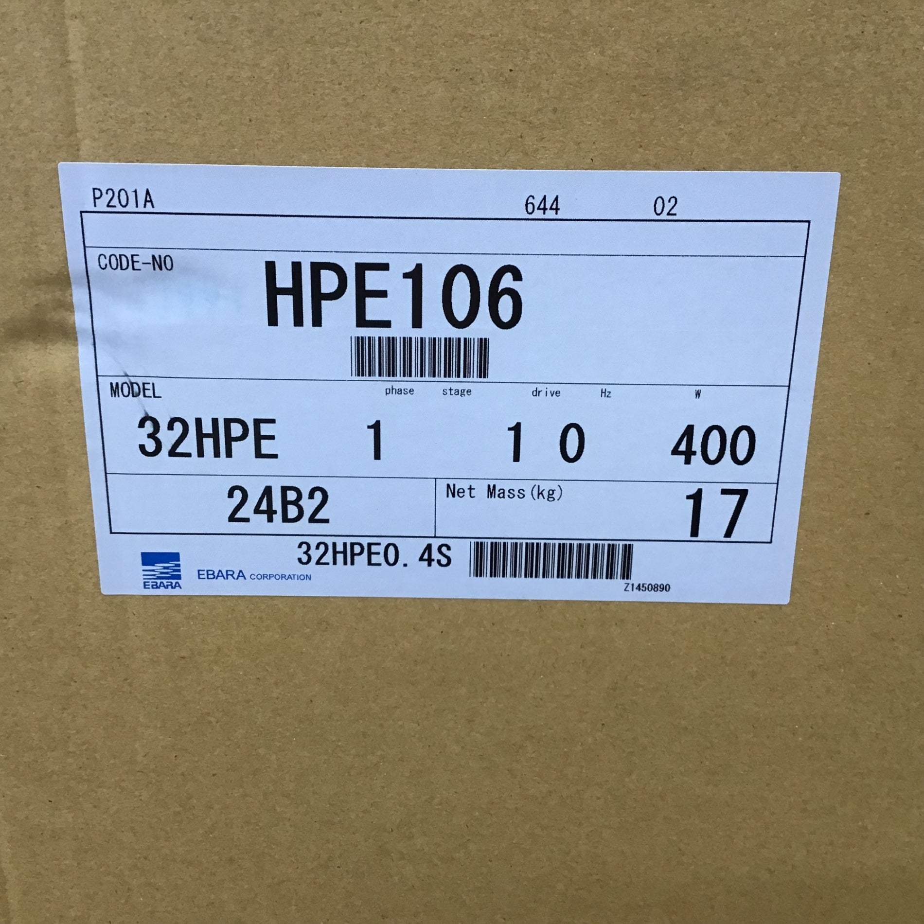 ☆エバラポンプ(荏原製作所) 浅井戸用インバータポンプ 32HPE0.4S