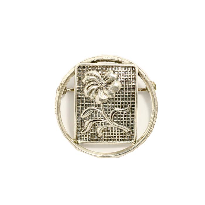 シルバー〉刻印1950-60sフラワー銀細工ブローチ- 英国アンティーク