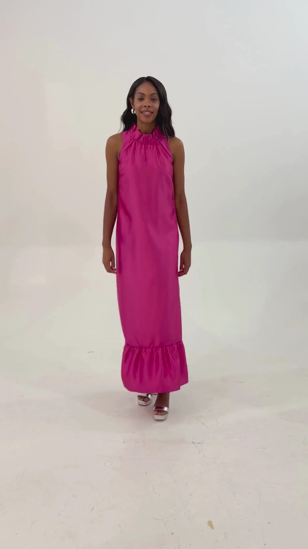 Camille Gown Hot Pink Dupioni