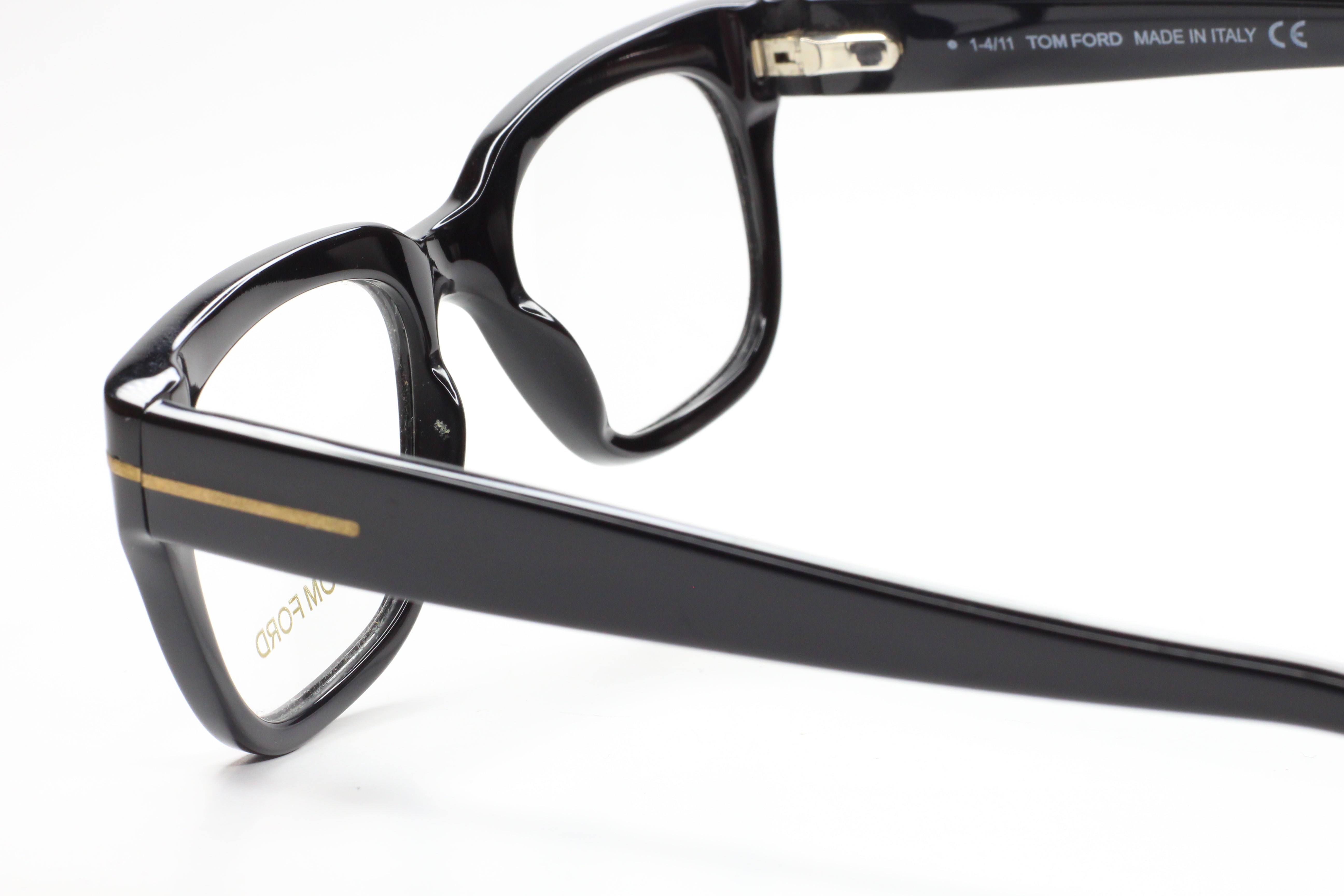 Tom Ford TF5216 001 Glossy Black Gold Luxury Italy Eyeglasses 48mm