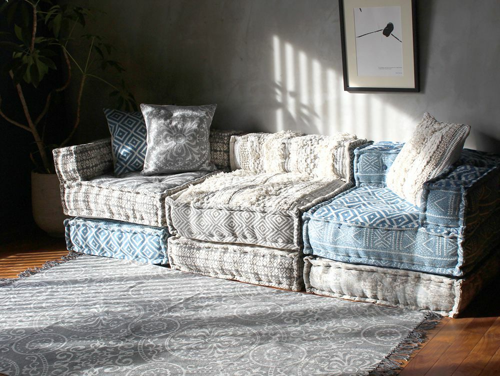 送料無料】ブロック マルチ ソファ コーナー ノス ブルー - a.depeche