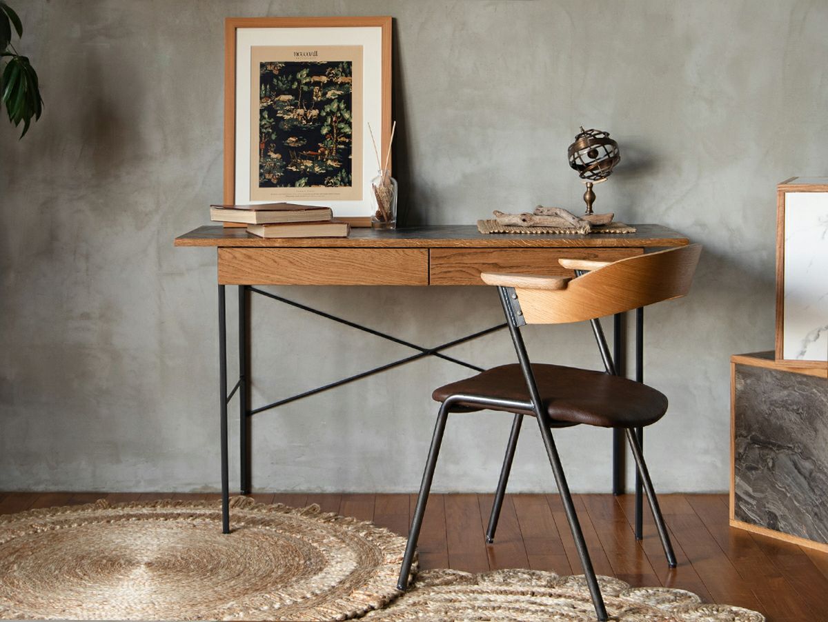 ダニス ショートアームチェア アームナチュラル アイアン ダイニング