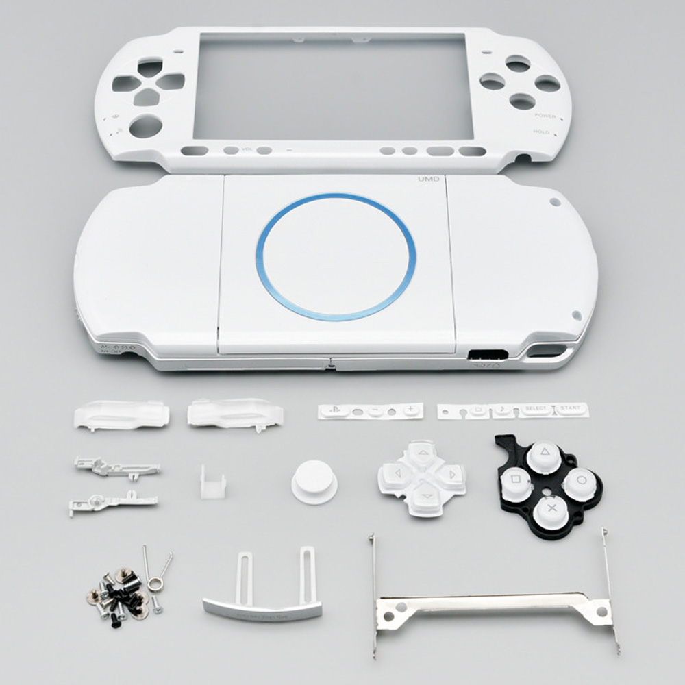 上部ボタン付きの交換用シェル,白,Psp 3000用のスペアパーツ,完全な