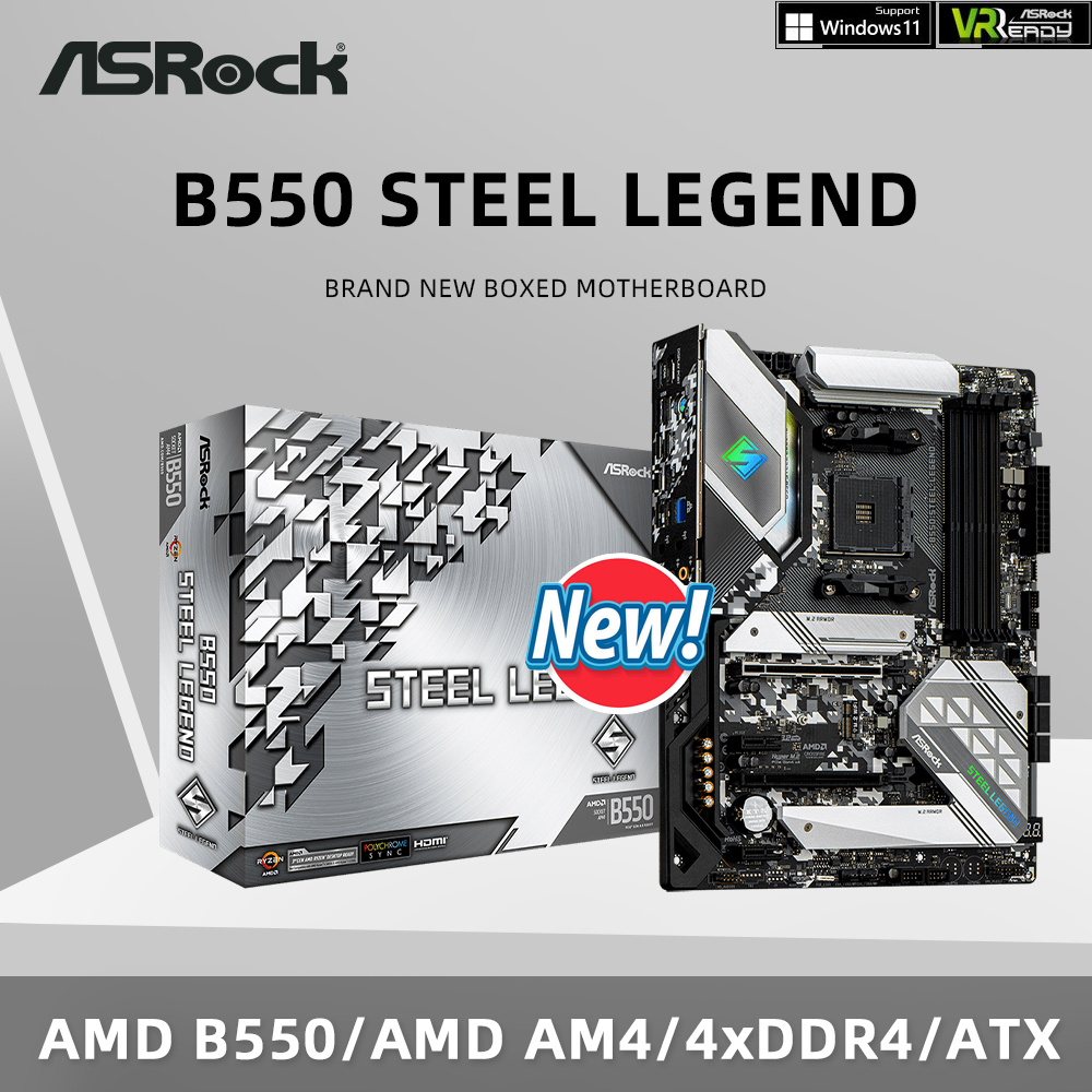 ASRock Brand New B550 Steel Legend Motherboard Support 5800X3D