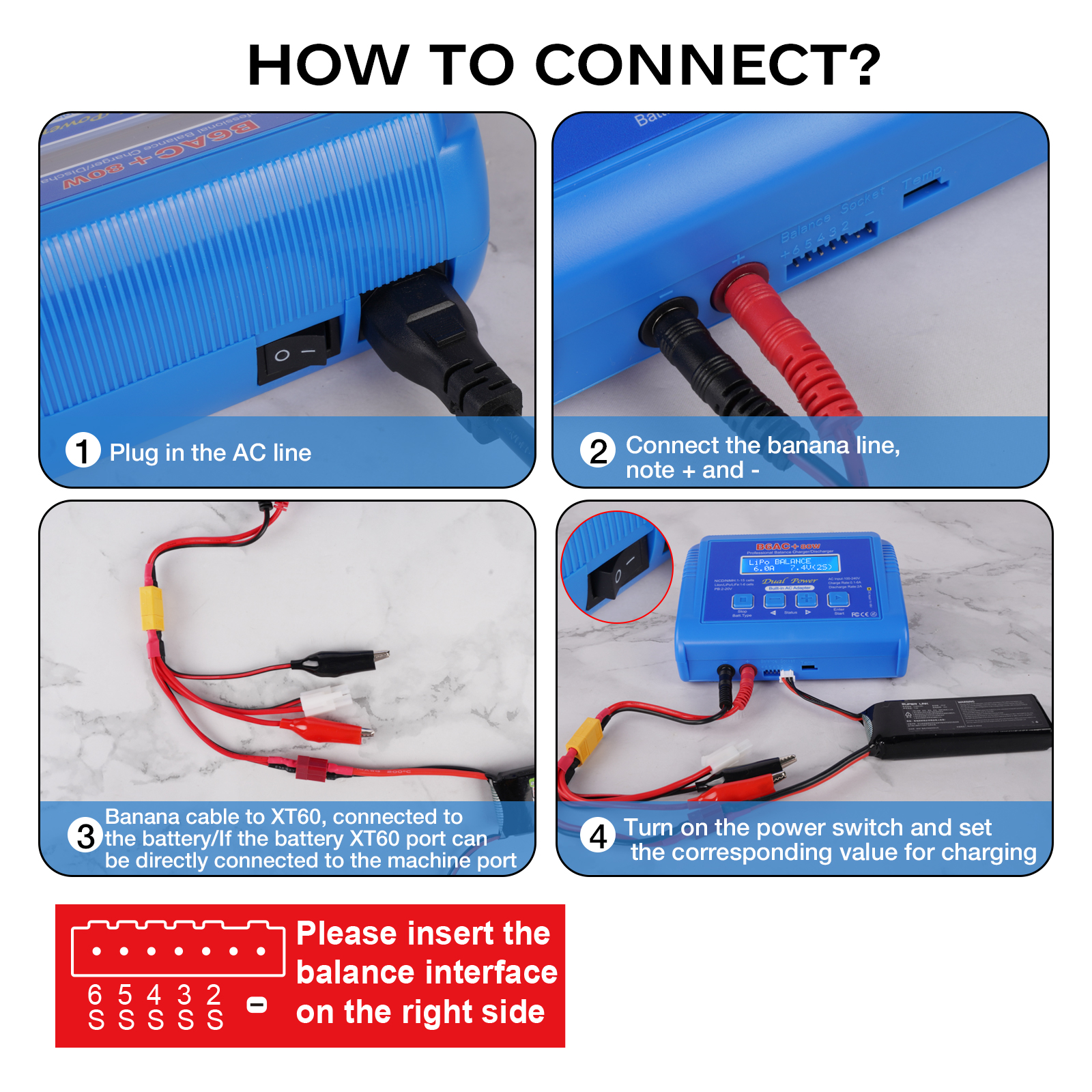 iMAX B6AC+ Battery Charger 15V 6A Built-in Adapter Lipo NiMh Li