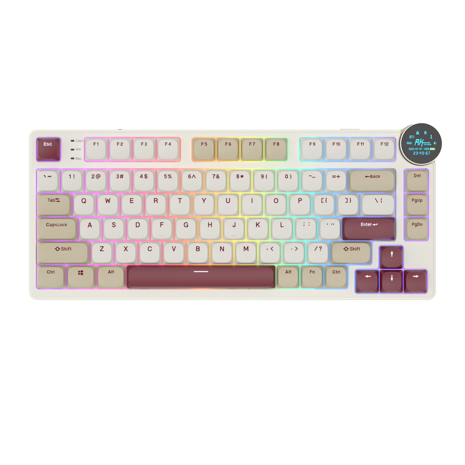 Royal Kludge rk n80ワイヤレスキーボード,Bluetooth, USB-C, 80% rgb