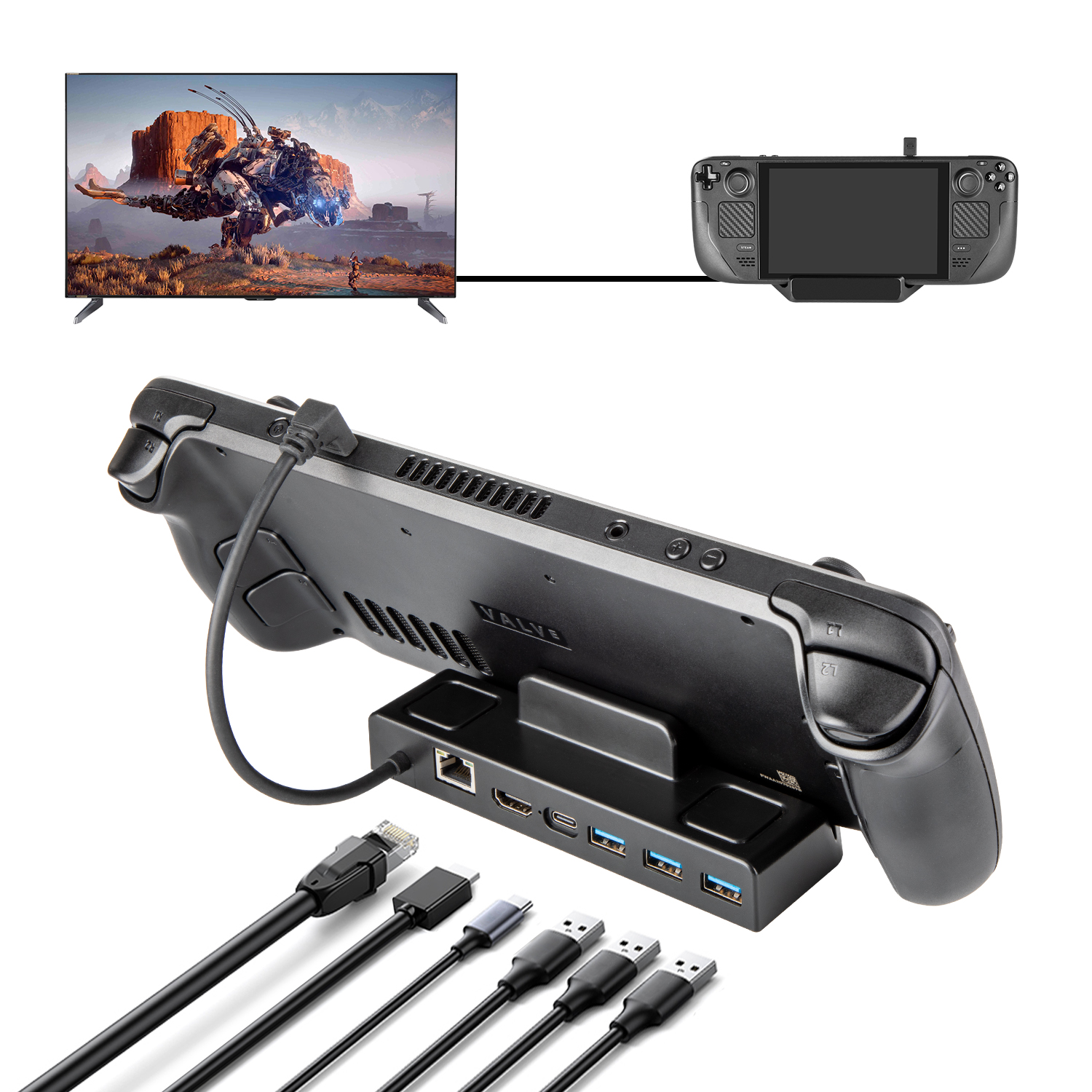 Steam Deck Docking Station TV Base Stand Hub Steam oled Dock USB C
