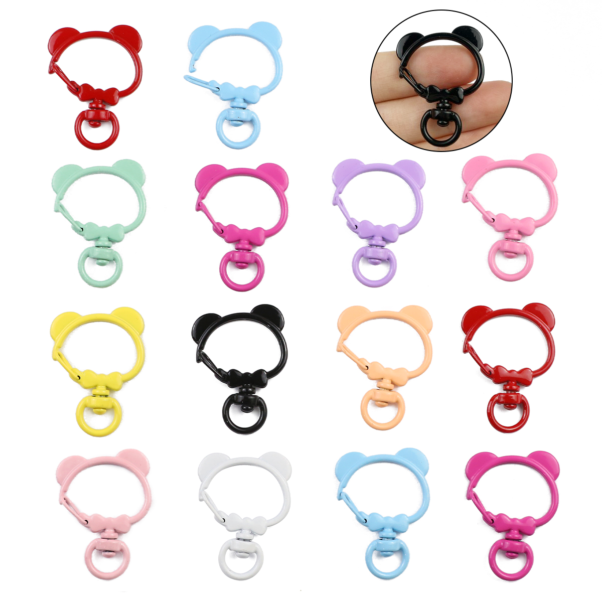 3~9PCS 36MM Colourful Baking Varnish Zinc Alloy Bear Lobster