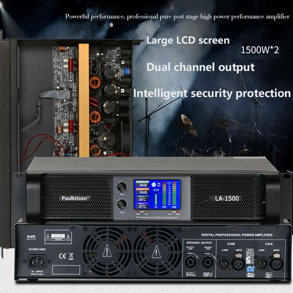 Paulkitson-プロのパワーアンプ,デュアルチャンネル,2x 1500w,ステージ