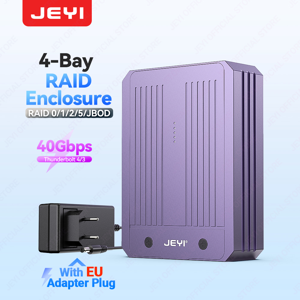 JEYI 4-Bay M.2 NVMe SSD Enclosure Compatible with TB 4/3 & USB4