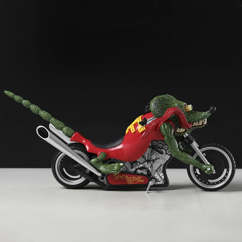 Rat Fink Crazy Mouse Motorcycle Action Figure Model Doll Toy