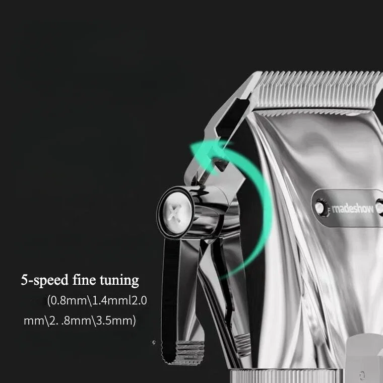 Madeshow-男性用のプロ仕様の金属製バリカン,コードレスバリカン