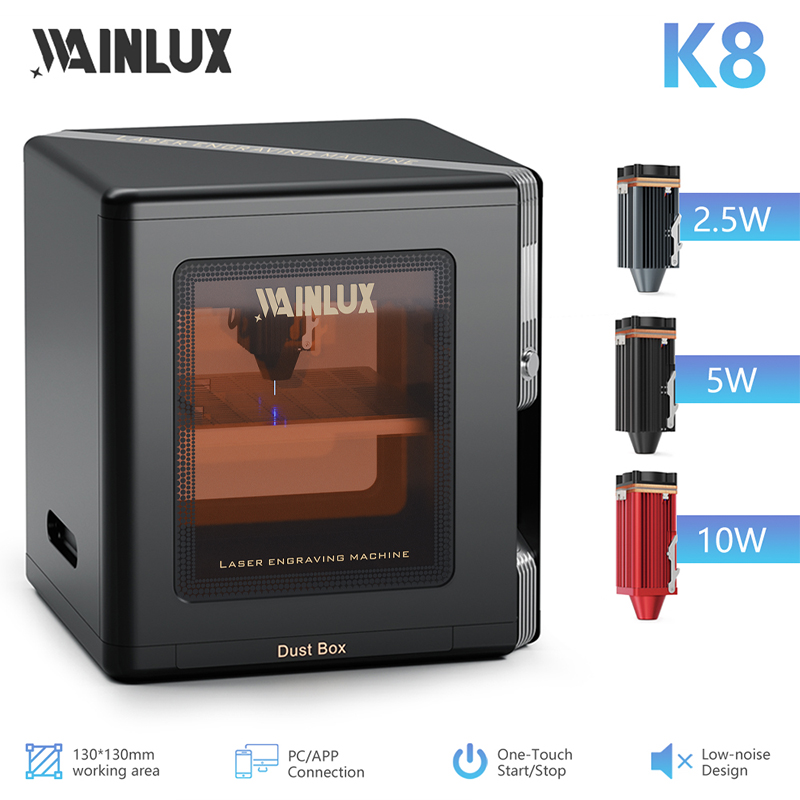Wainlux-ミニブルーレーザー彫刻機、k8、究極のデスクトップ、生産性の