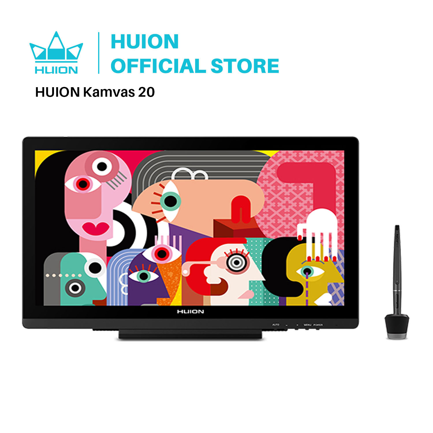 Huion kamvas 20-グラフィックタブレット,19.5インチ,バッテリーなし
