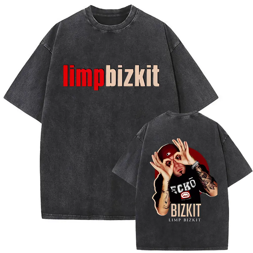 Washed Vintage Rock Band Limp Bizkit Graphic T-shirt Men Women Hip