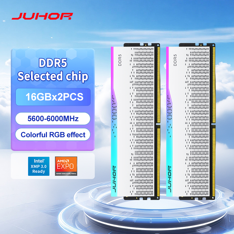 JUHOR Desktop Memory RGB DDR5 16GBX2 6000MHz 5600MHz Dimm High