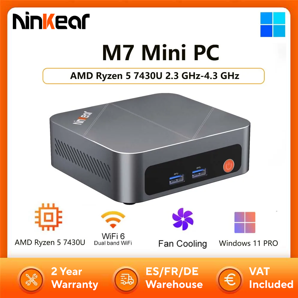 Ninkear M7 Mini PC AMD Ryzen 5 7430U 2.3 GHz-4.3 GHz Windows 11