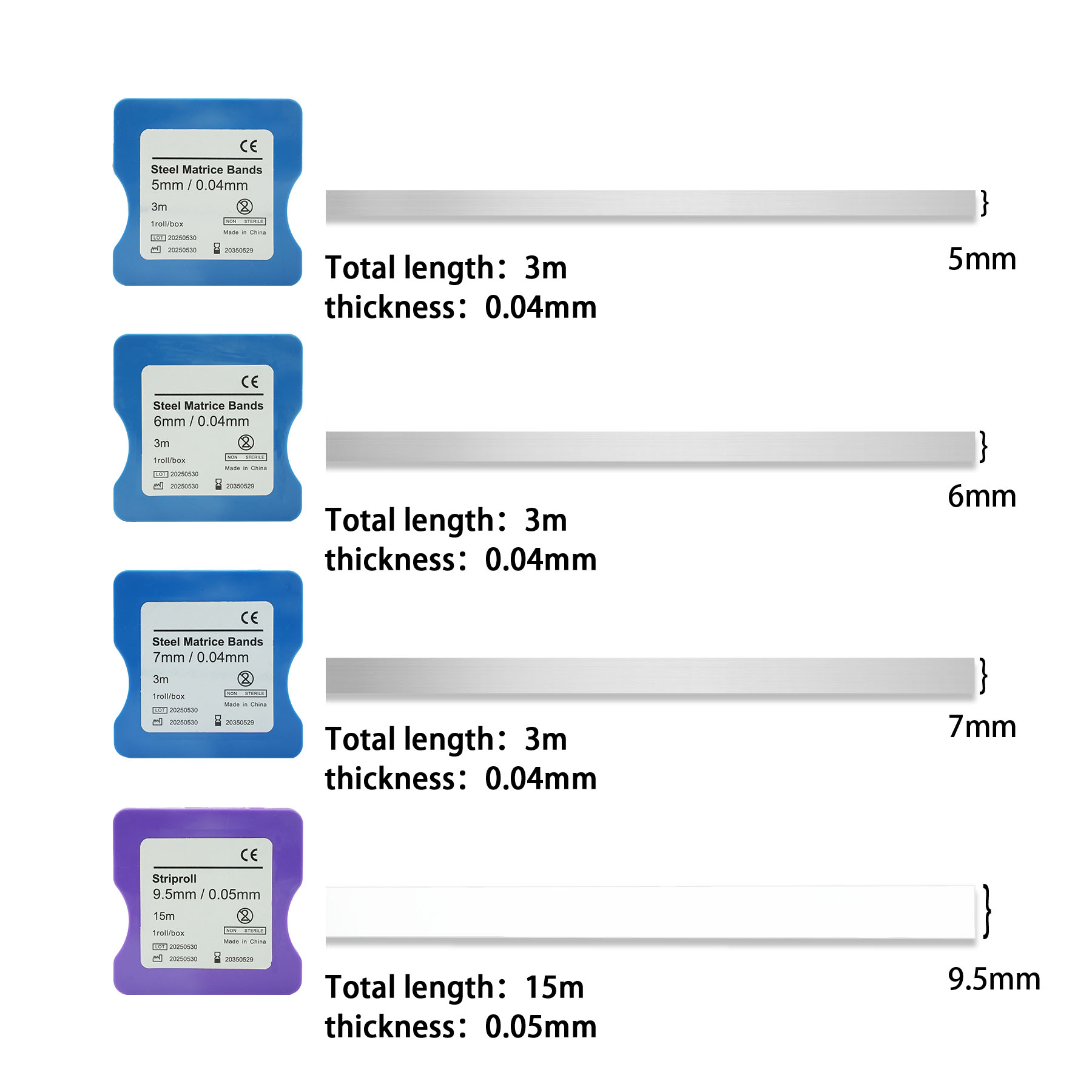 歯科用ストリップロール光重合レジンマトリックスバンド15mクリア