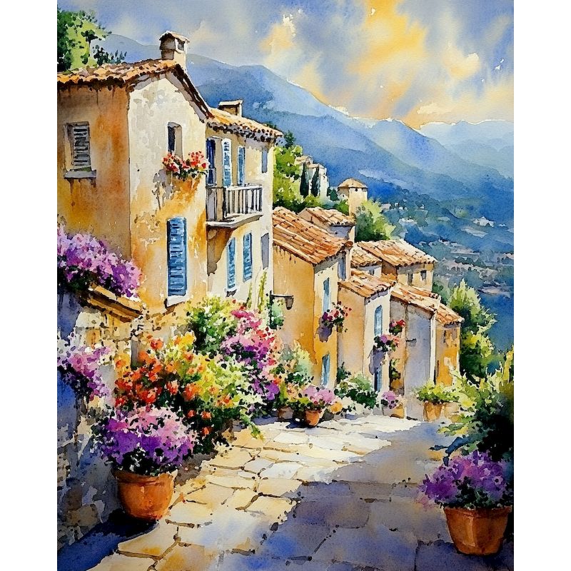 GATYZTORY 数字による絵画町風景描画キャンバス手描きアートギフト DIY