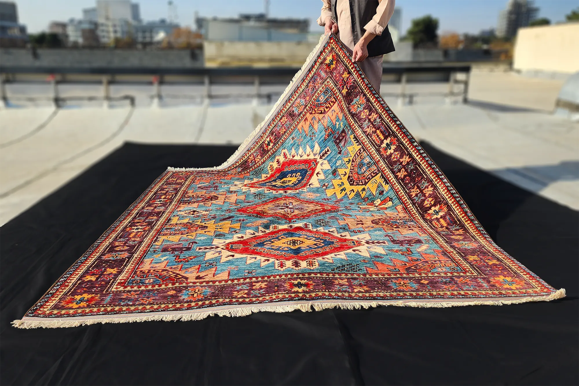 6x7 Blue Baluch Hand-knotted Wool Rug | Afghanu.com