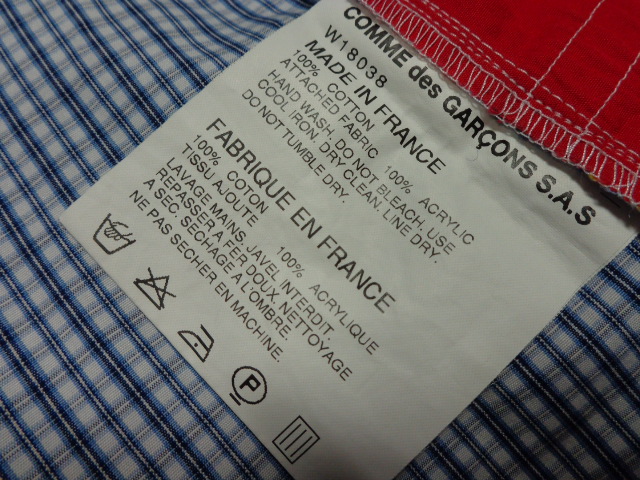 COMME des GARCONS PATCHWORK CHECK PATTERN L/S COTTON SHIRTS（コム
